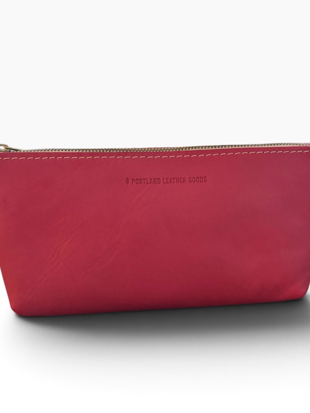 Portland Leather Goods Eclipse Makeup Bag/Pouch Pink Full Grain Leather Zip